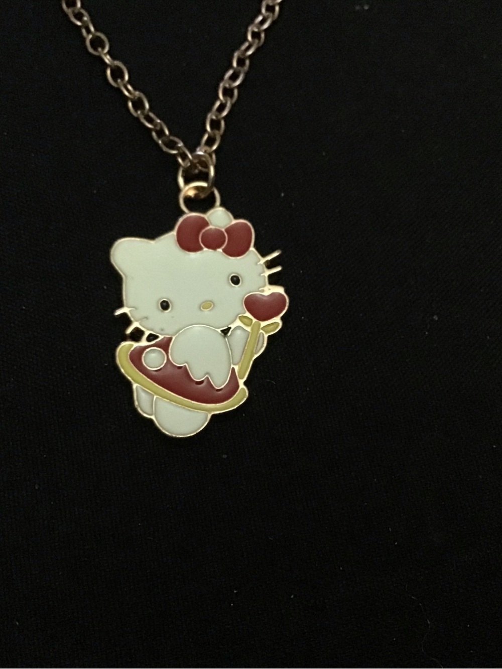 Hello Kitty White and Red Enamel Heart Pendant Necklace